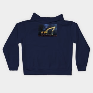 Excavator By Night Kids Hoodie